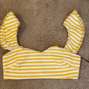 Yellow striped crop fitted crop top